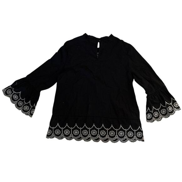 Vintage GAP Black Embroidered Boho Smock Top Cotton S - Picture 5 of 6